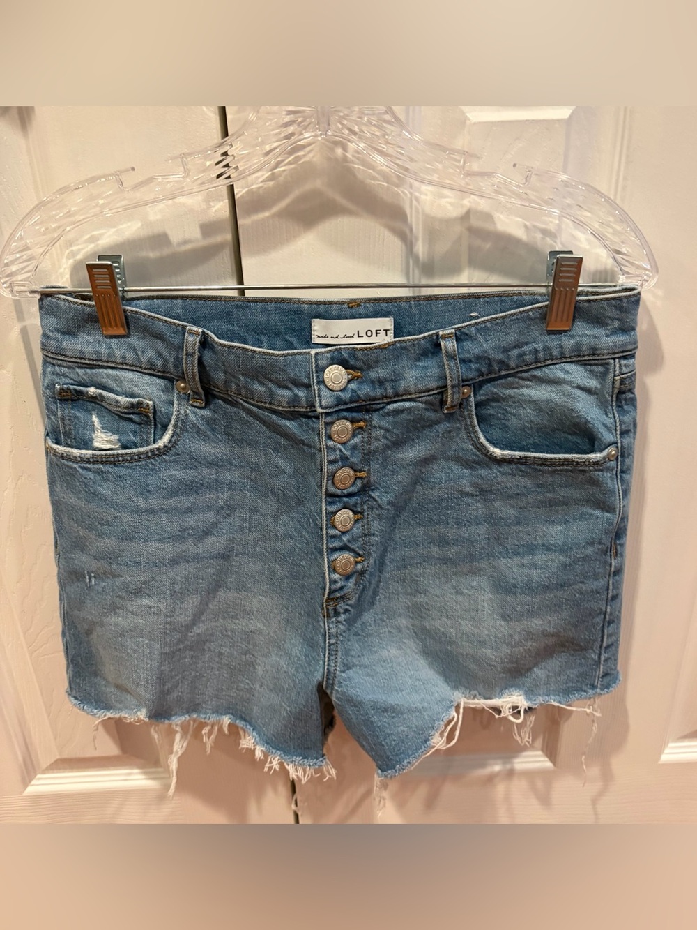 LOFT High-Waist Button-Fly Denim Shorts Size 28